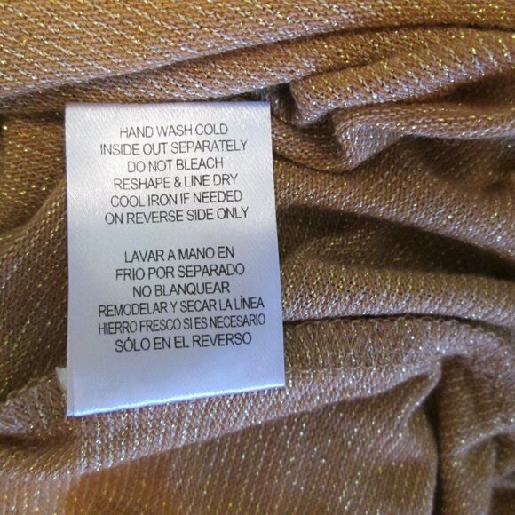 WIT & WISDOM Shimmery-Blouson-Sleeve Ruche Top-Toast-Large NWT - Picture 5 of 14